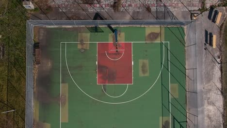 aerial view of abandoned basketball court