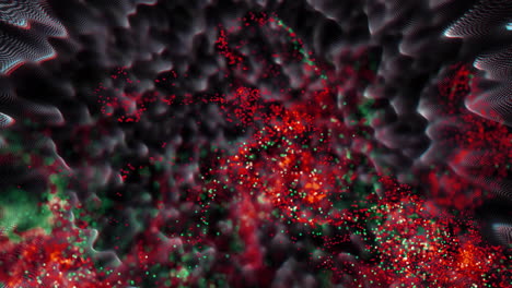 animation of red and gray shapes moving on black background