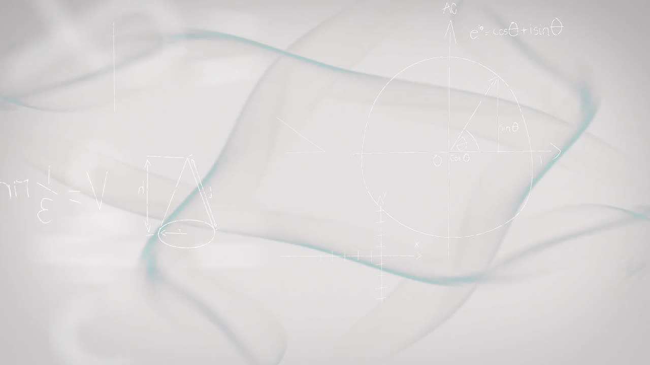 Animating geometric shapes and mathematical equations over abstract background