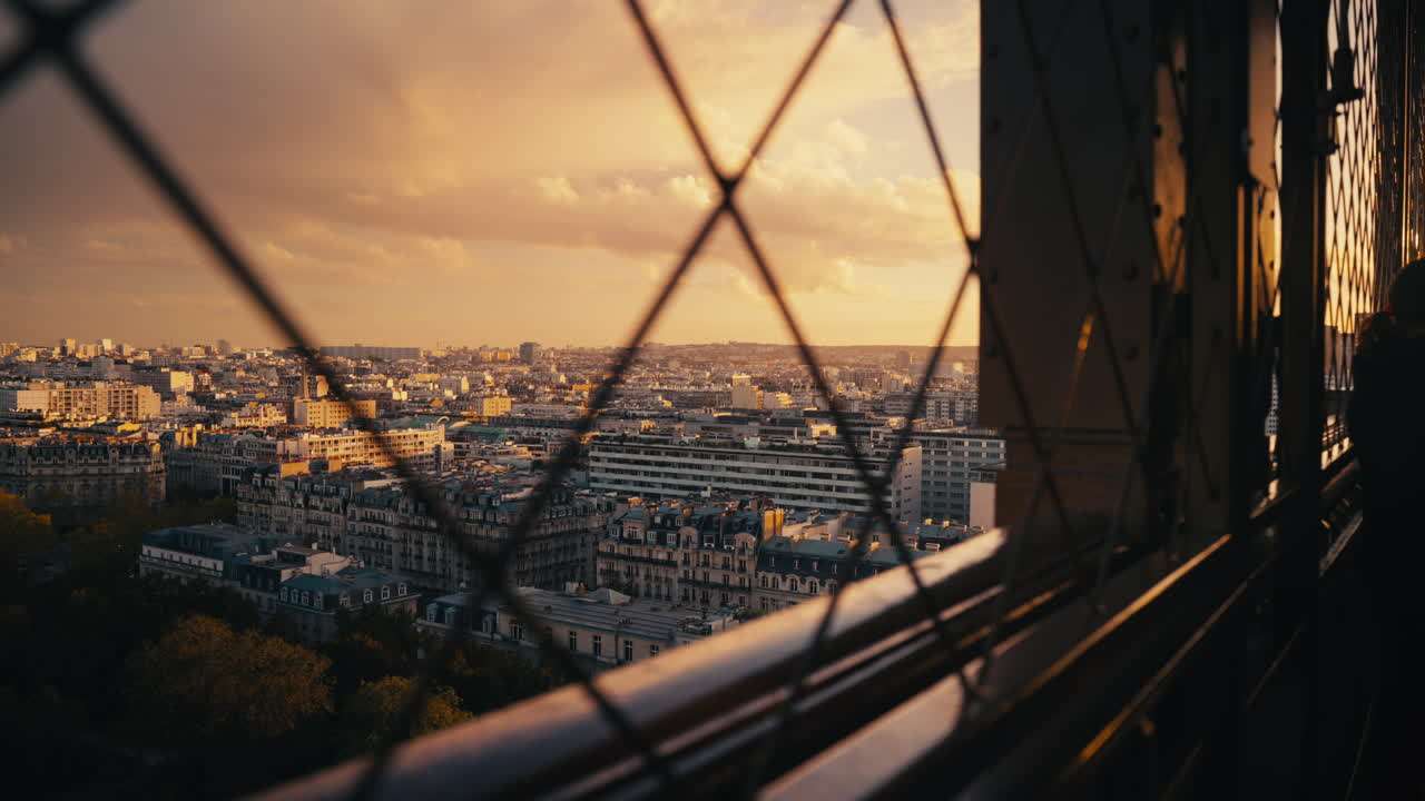 Paris Sunset Cityscape View from Eiffel Tower