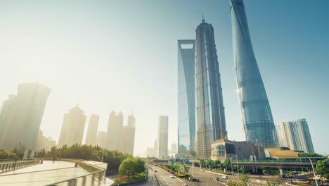 hyper lapse, road in shanghai lujiazui financial center, china