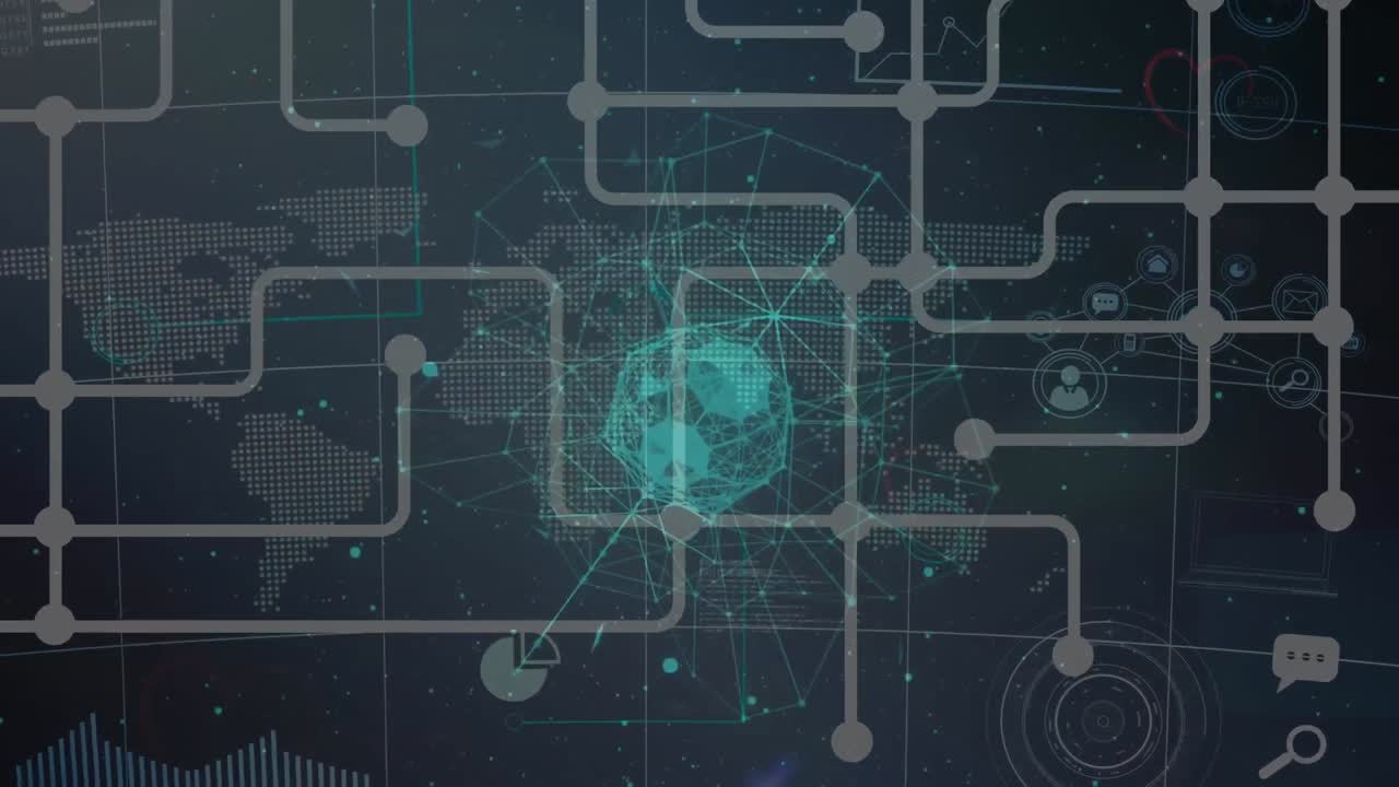 animación de la red de conexiones con el mundo sobre el fondo de la marina