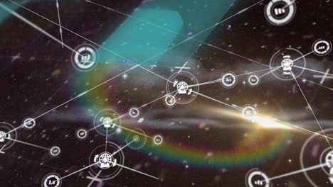 animación del procesamiento de datos y la red de conexiones