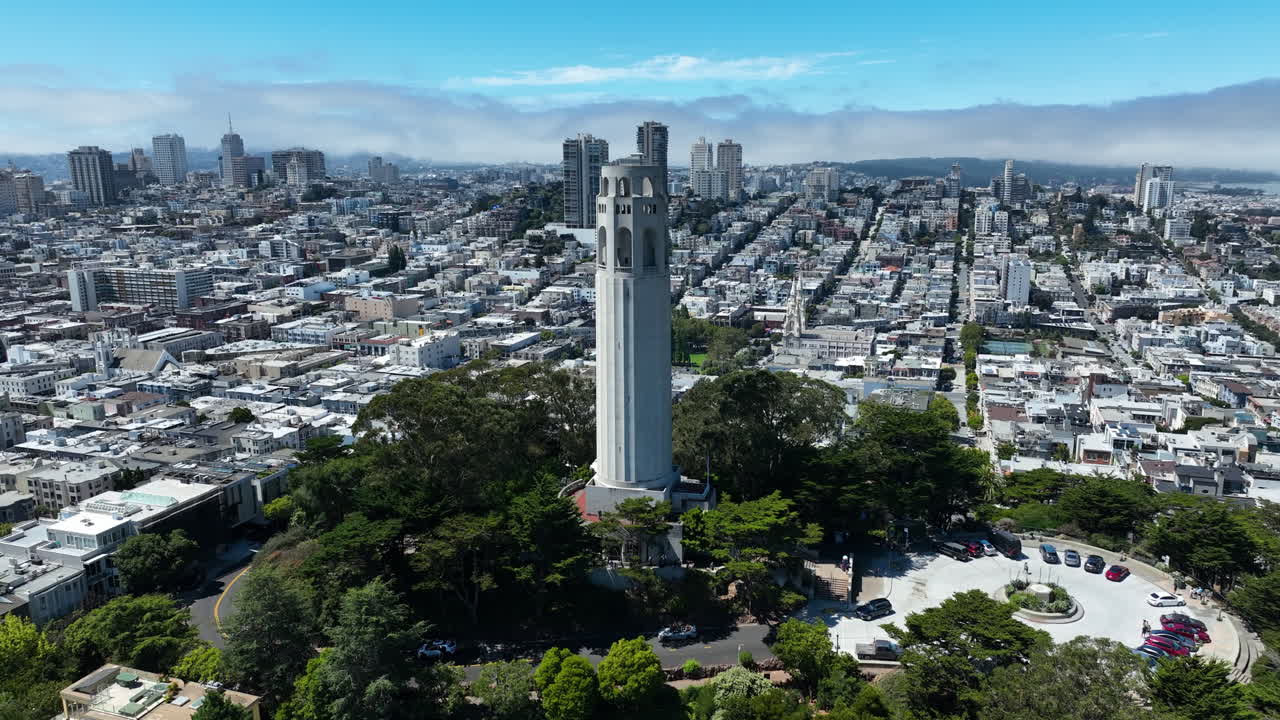 Aerial View Of Coit Tower Overlooking The San Francisco City In California, USA