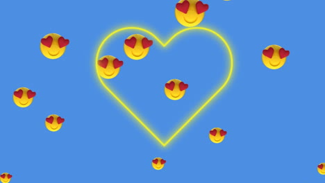 animation of neon heart over emoji icons