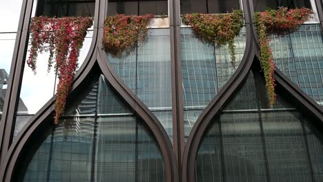 flower dropping from the building, canary wharf, london, united kingdom