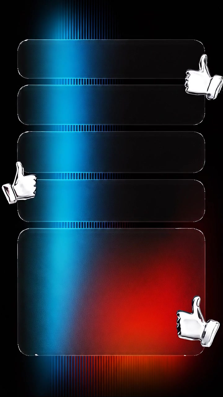 Dark futuristic interface panels story animation with glowing blue and orange lights and chrome approval icons