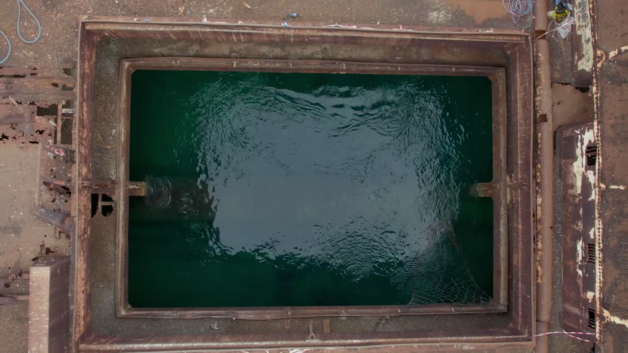 Aerial drone view of mountain sea and volcanoes in Lanzarote, Canary Islands, Spain
