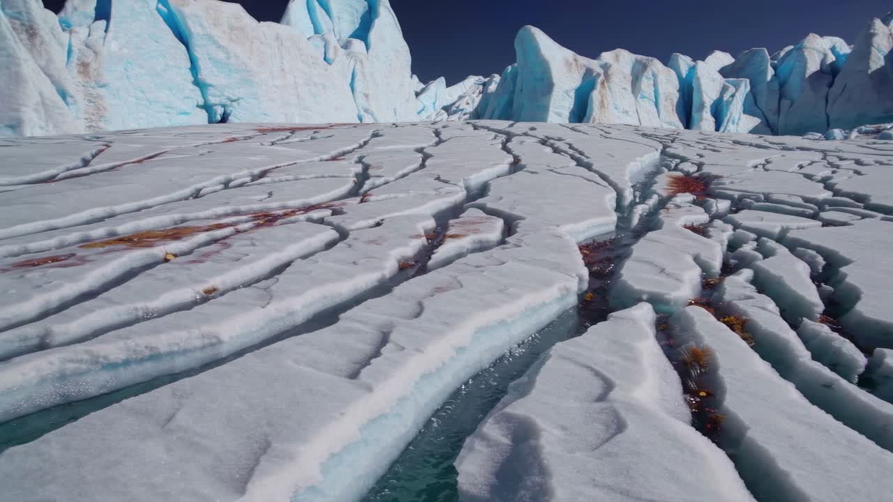 Stunning Glacial Landscape with Crevasses and Algae