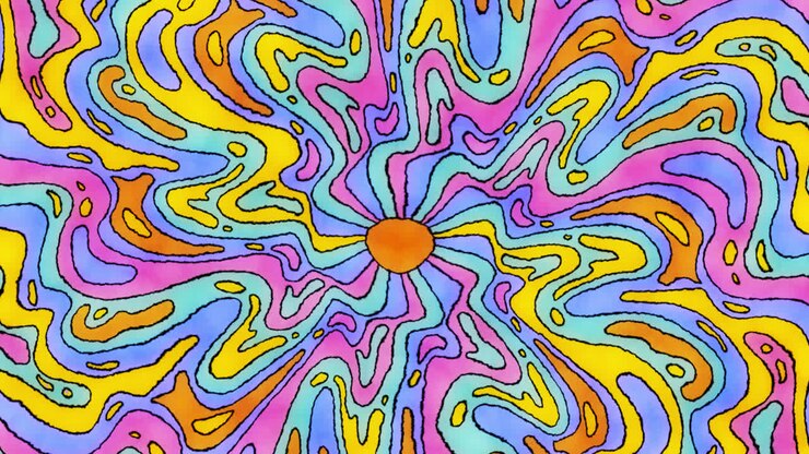 Motion Graphic of Hand drawn groovy psychedelic background