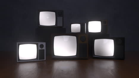 vintage televisions with blank screens