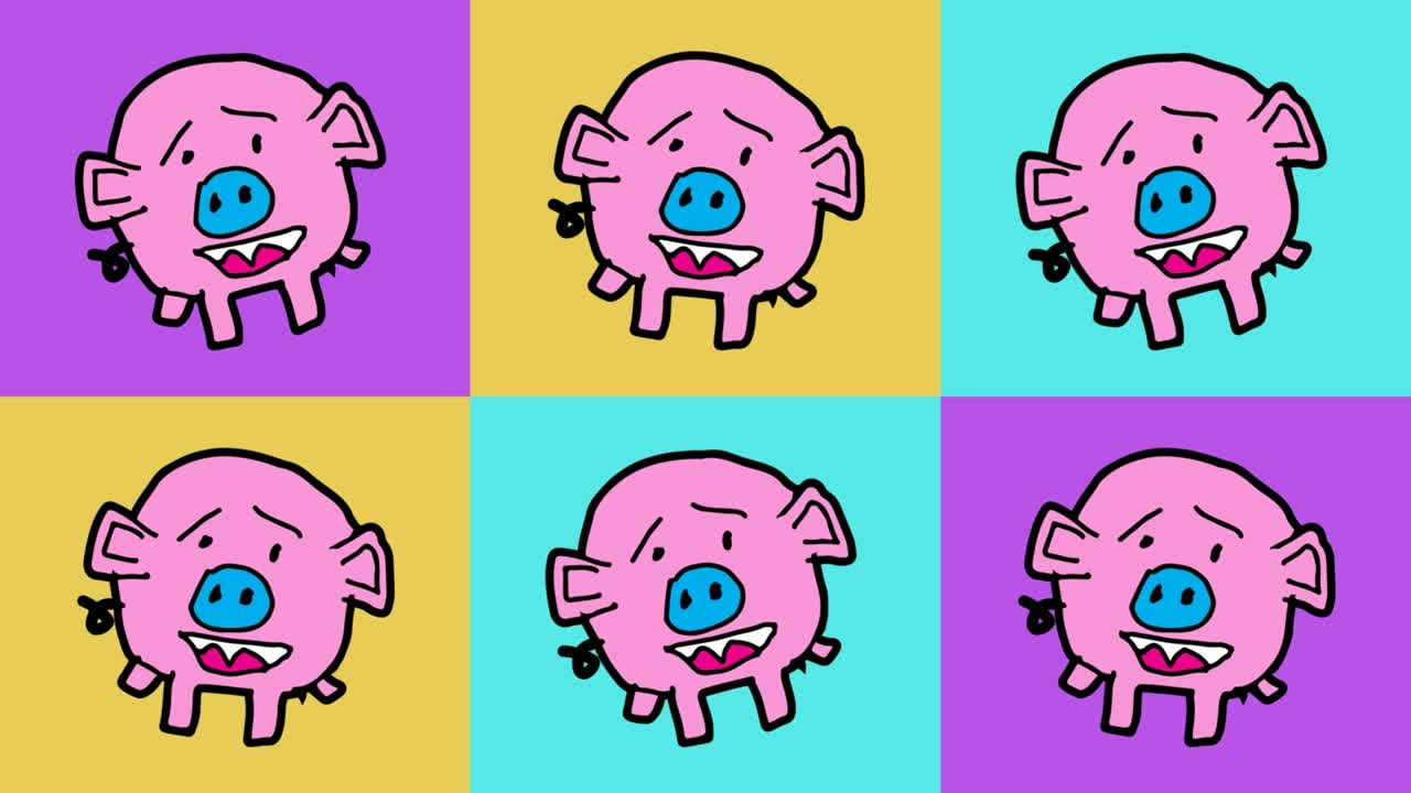 kids drawing pop art seamless background with theme of pig