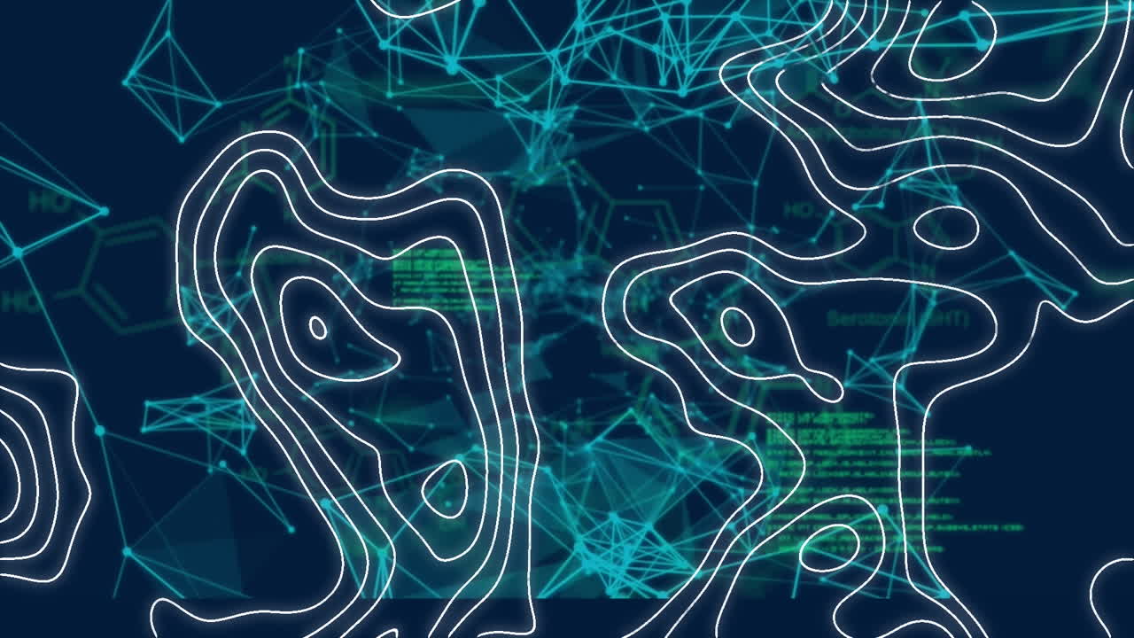 Animation of network of connections with shapes over data processing