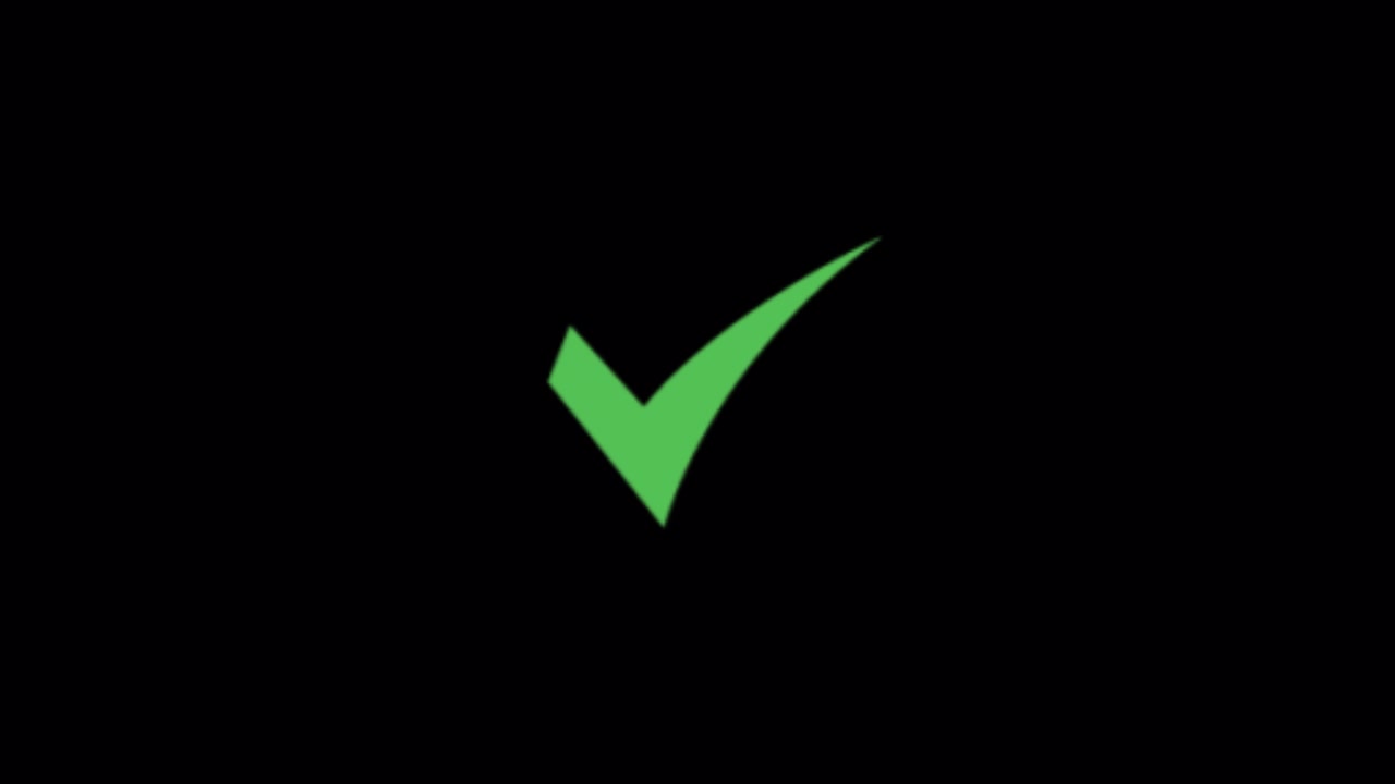 Green Check Mark Symbol on Black Background