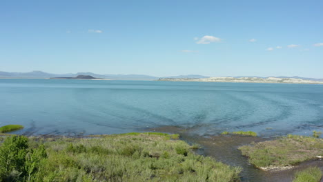 aerial drone video of mono lake, california, usa