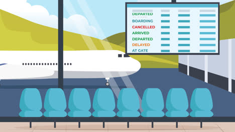 gráfico de movimiento del concepto de pandemia aeropuerto cerrado