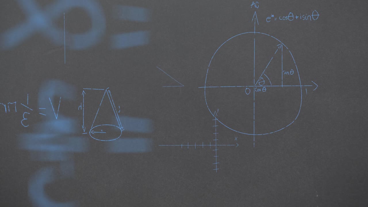 회색 배경 위의 수학 방정식의 애니메이션