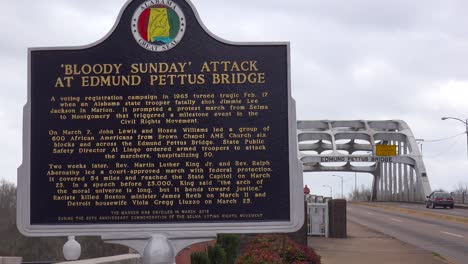 a plaque honors the victims of the bloody sunday attack at the edmund pettus bridge in selma alabama