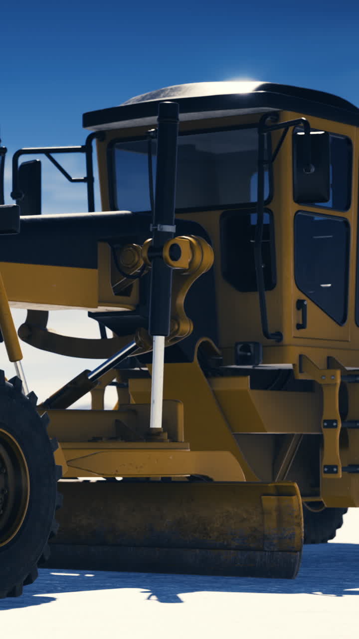 Heavy machinery works on snow covered ground during the day