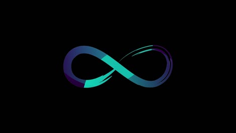animated infinity symbol with a blue glow. abstract neon glowing infinity. on a black background.