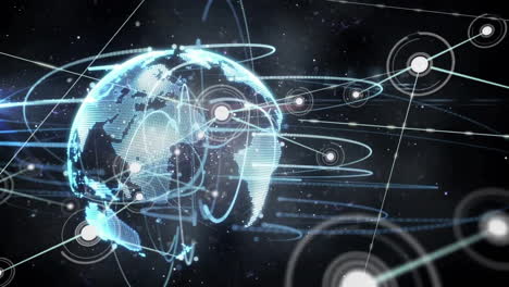 animación de la red de conexiones con puntos en todo el mundo