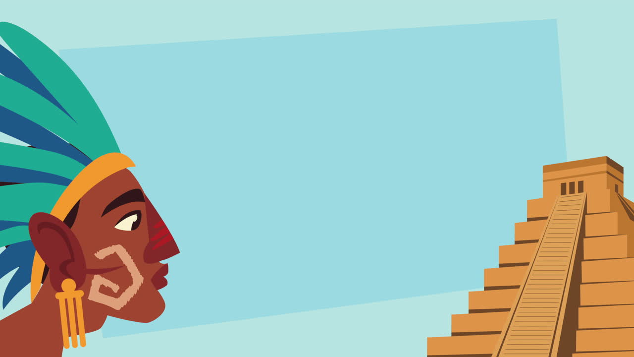 Culture aztec pyramid and native profile scene animation | Premium ...