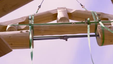 Log Home Construction with Crane
