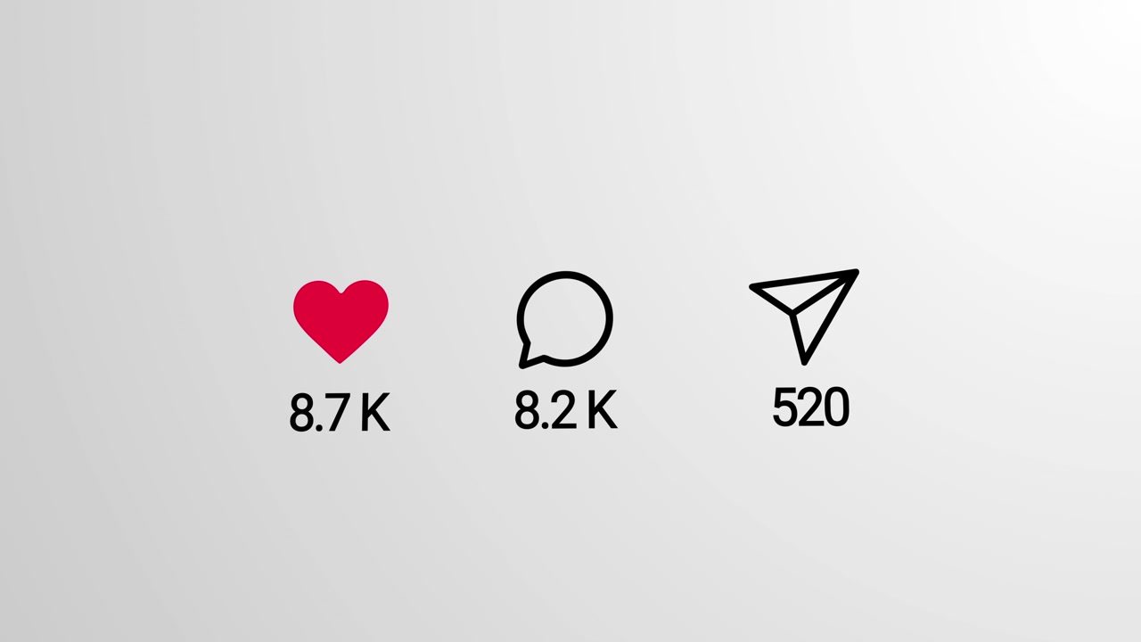Animated Social Media Likes, Comments, and Shares Counting Up