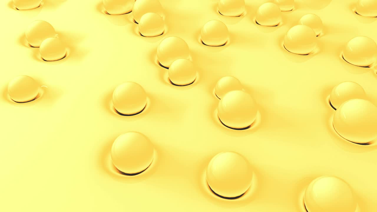 Sfere astratte 3D su superficie morbida. Set di 5 colori diversi. Filmato di animazione 4K in loop continuo.