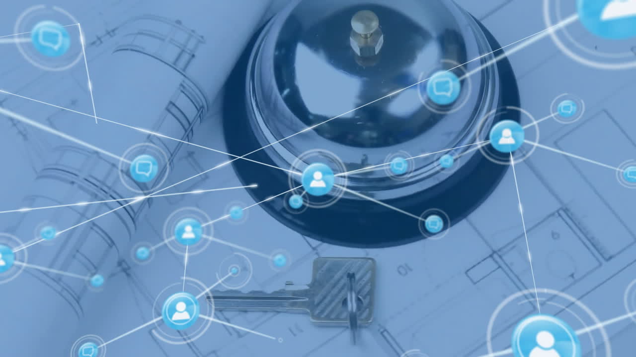 연결 네트워크 및 데이터 처리 애니메이션 손으로 러 서비스 벨