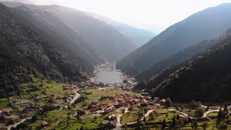 uzungol lake aerial drone view