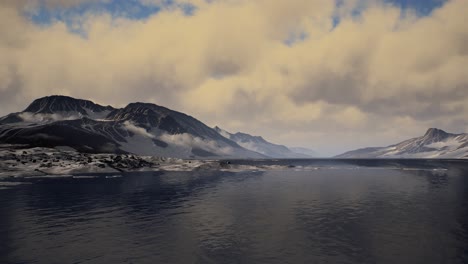 mountains covered with ice in antarctic landscape