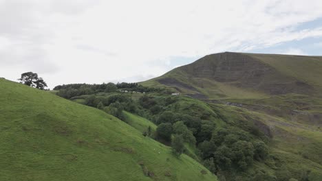 evergreen hilly landscape on peak district national park in central england