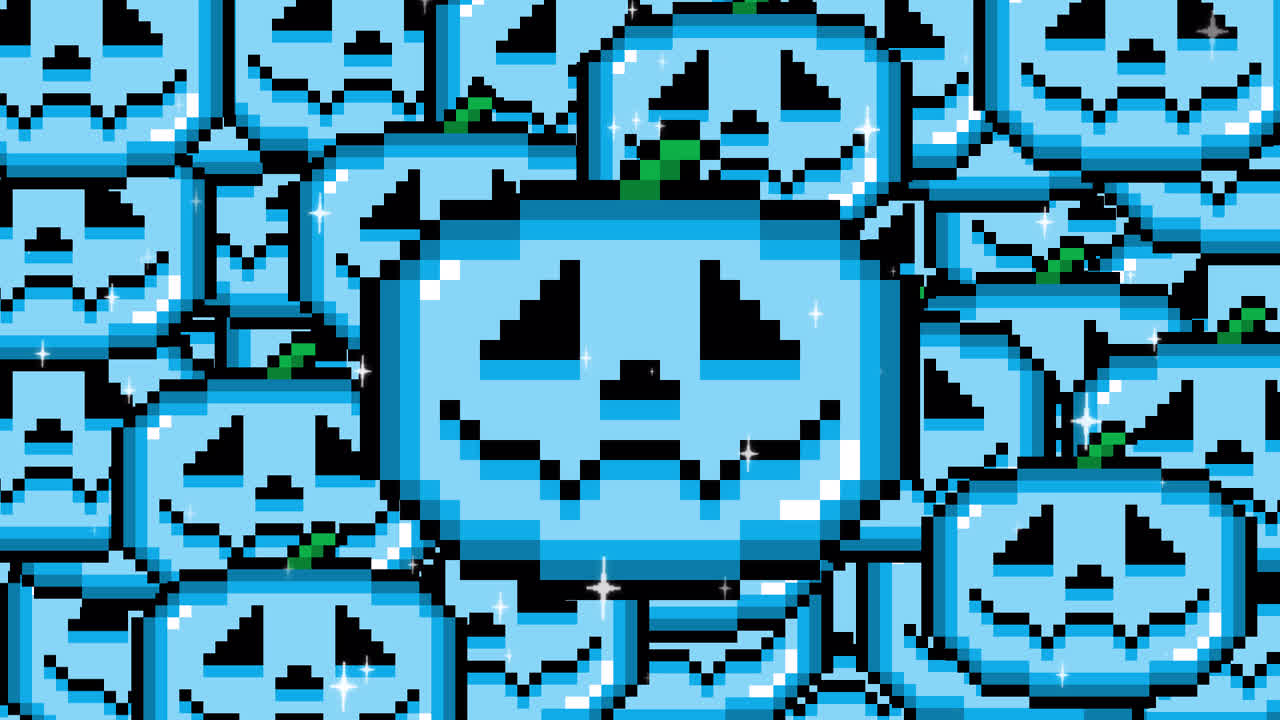 Pixel art pop up Halloween jack o lantern Transitions. 1080p - 30 fps - Alpha Channel (3).mov