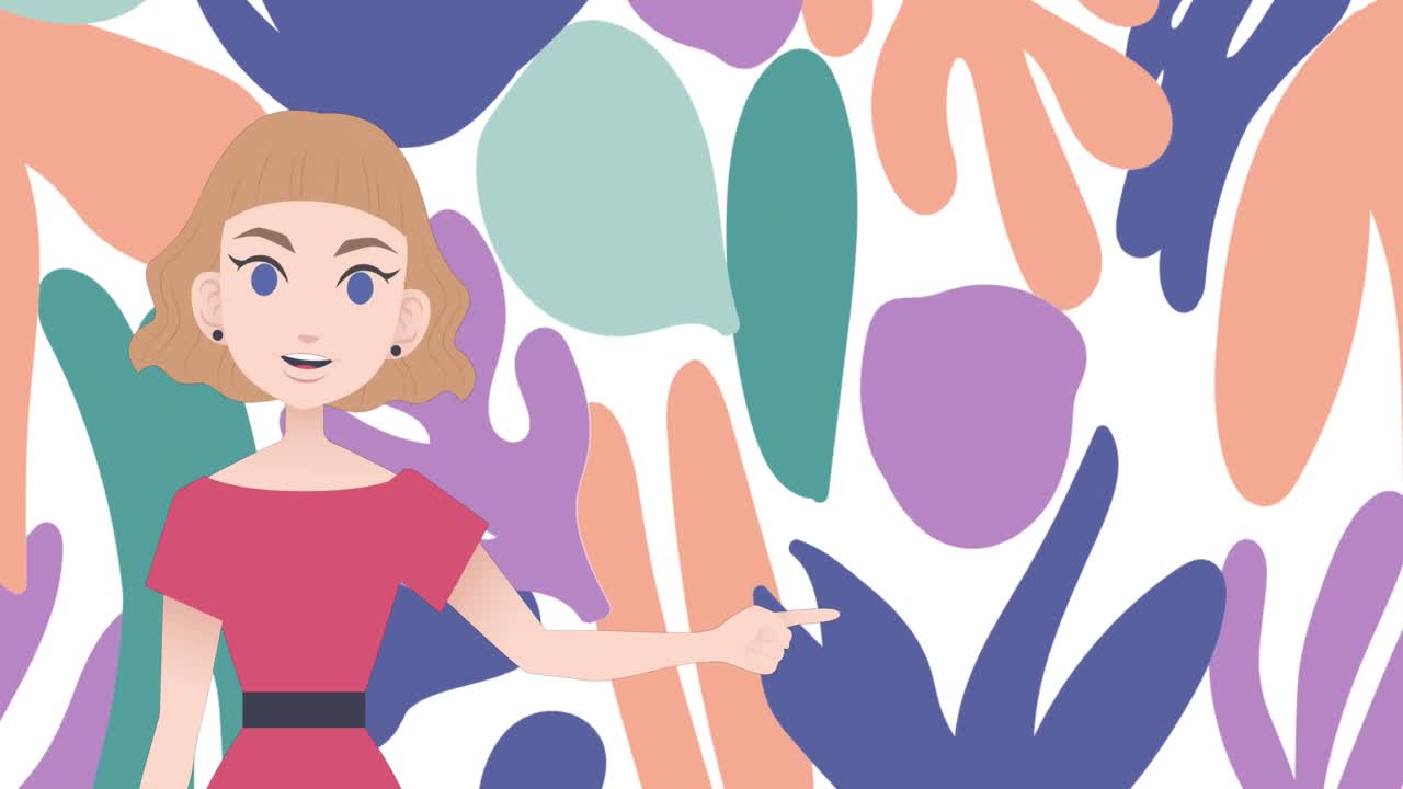 animación de una mujer hablando sobre formas