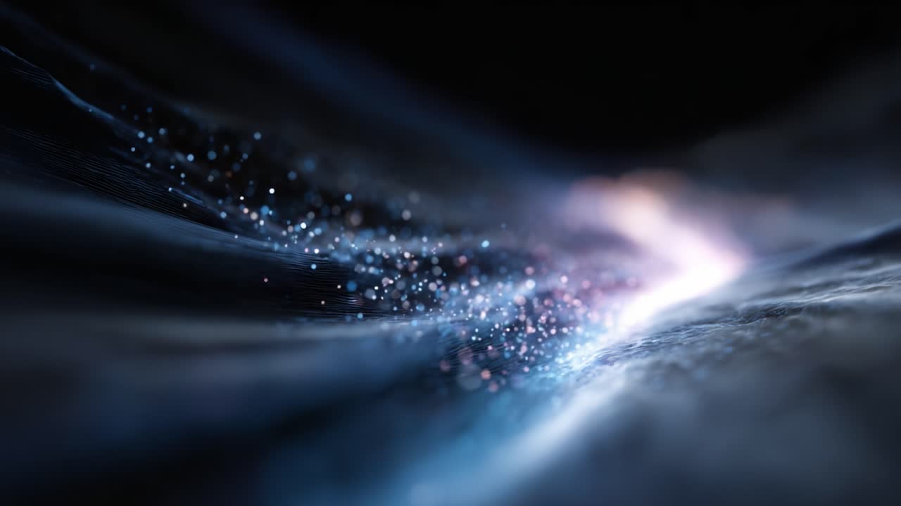 Una straordinaria immagine di particelle cosmiche che fluiscono attraverso un ambiente simile a una nebulosa, catturando l'essenza della bellezza celeste e della magia