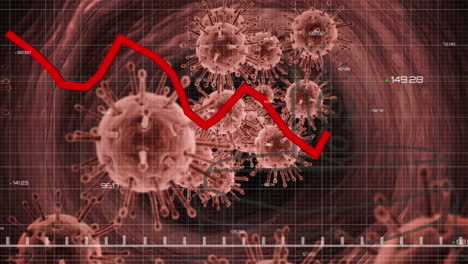 animation of data processing over virus cells