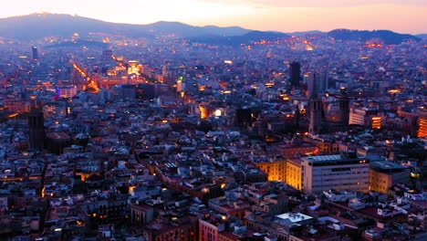 cityscape of barcelona gothic quarter at night, spain