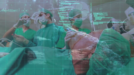 animación del procesamiento de datos sobre personas de negocios que usan auriculares telefónicos