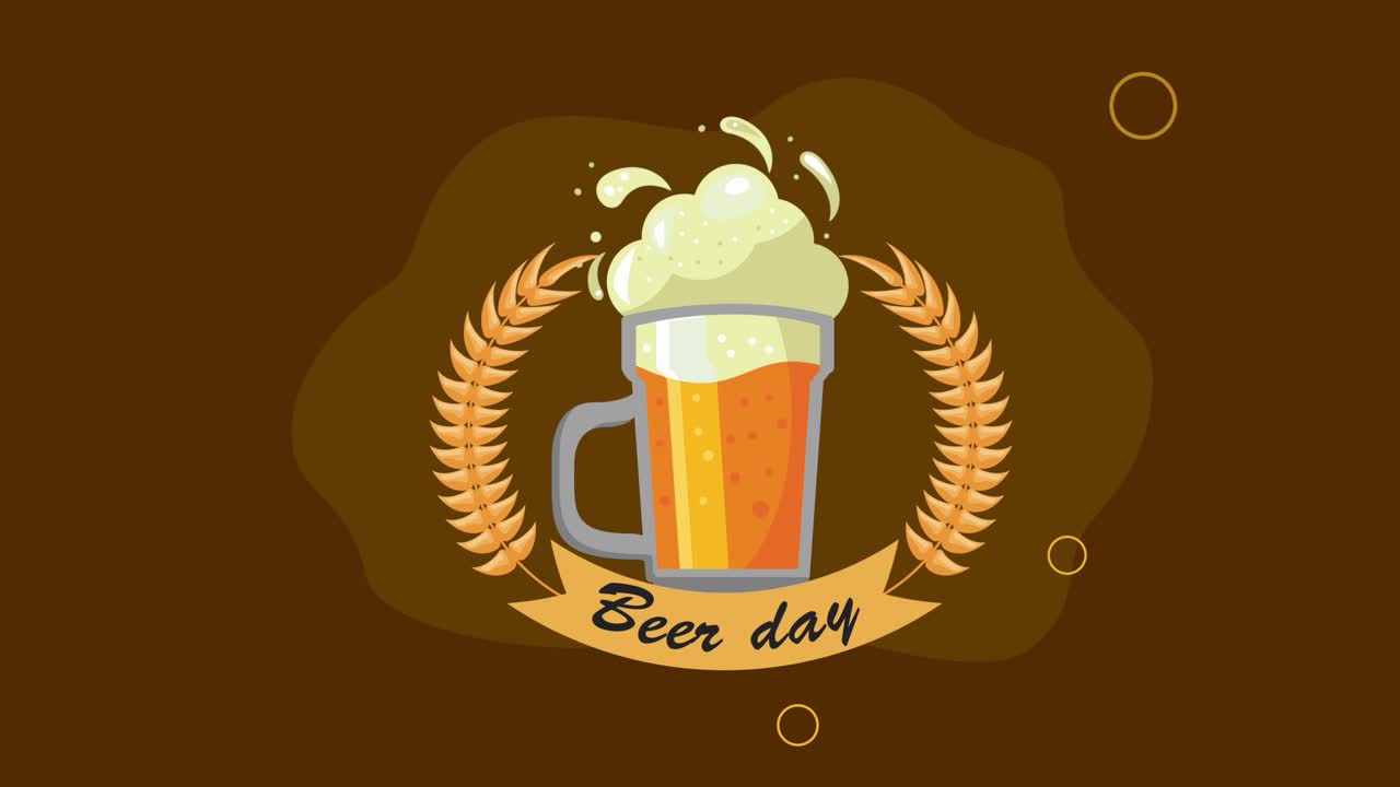 beer day lettering in ribbon frame