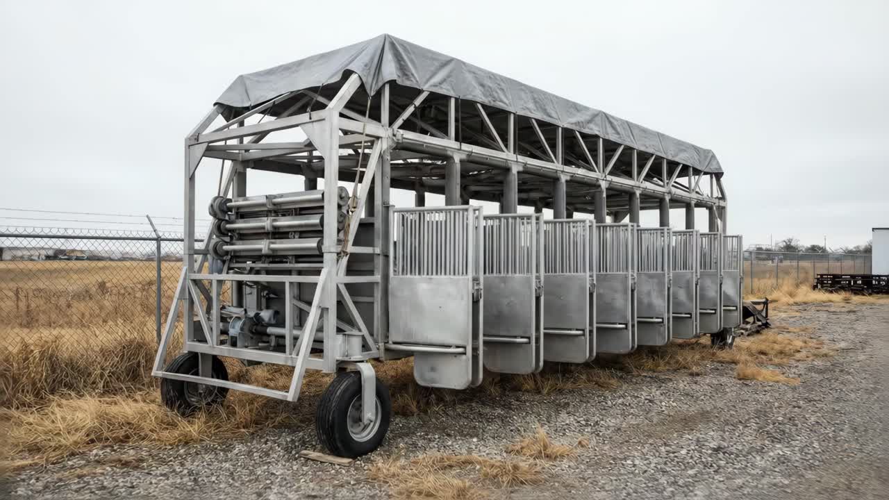 Empty Horse Racing Starting Gate on a Gravel Field