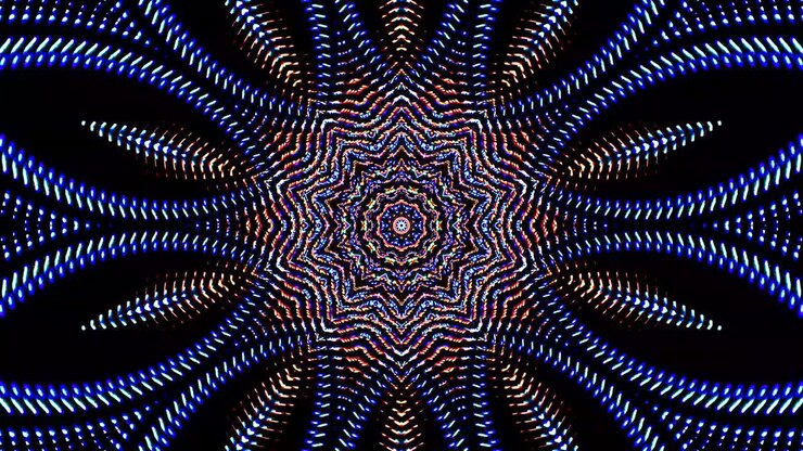 Bright abstract light governing blue color, kaleidoscope