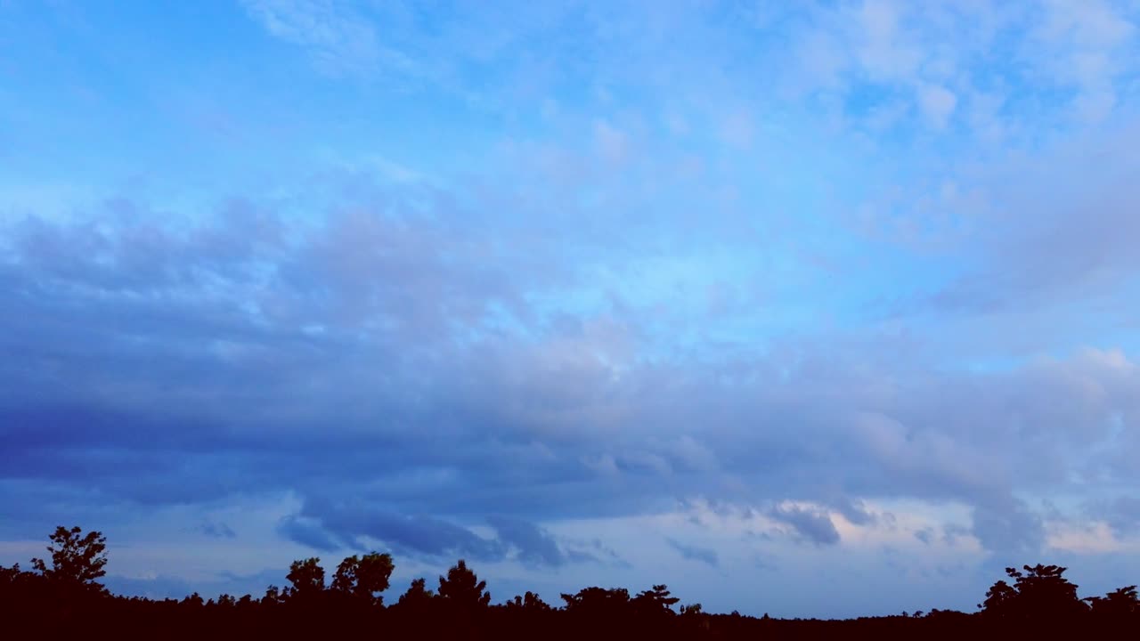 Dramatic cloud and forest movement in Hyper-lapse. White cloud in blue sky. HD