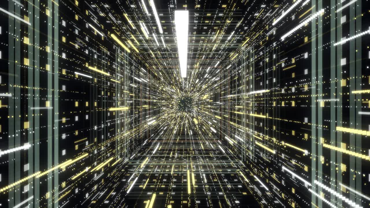 Abstract Futuristic Tunnel with Glowing Lines