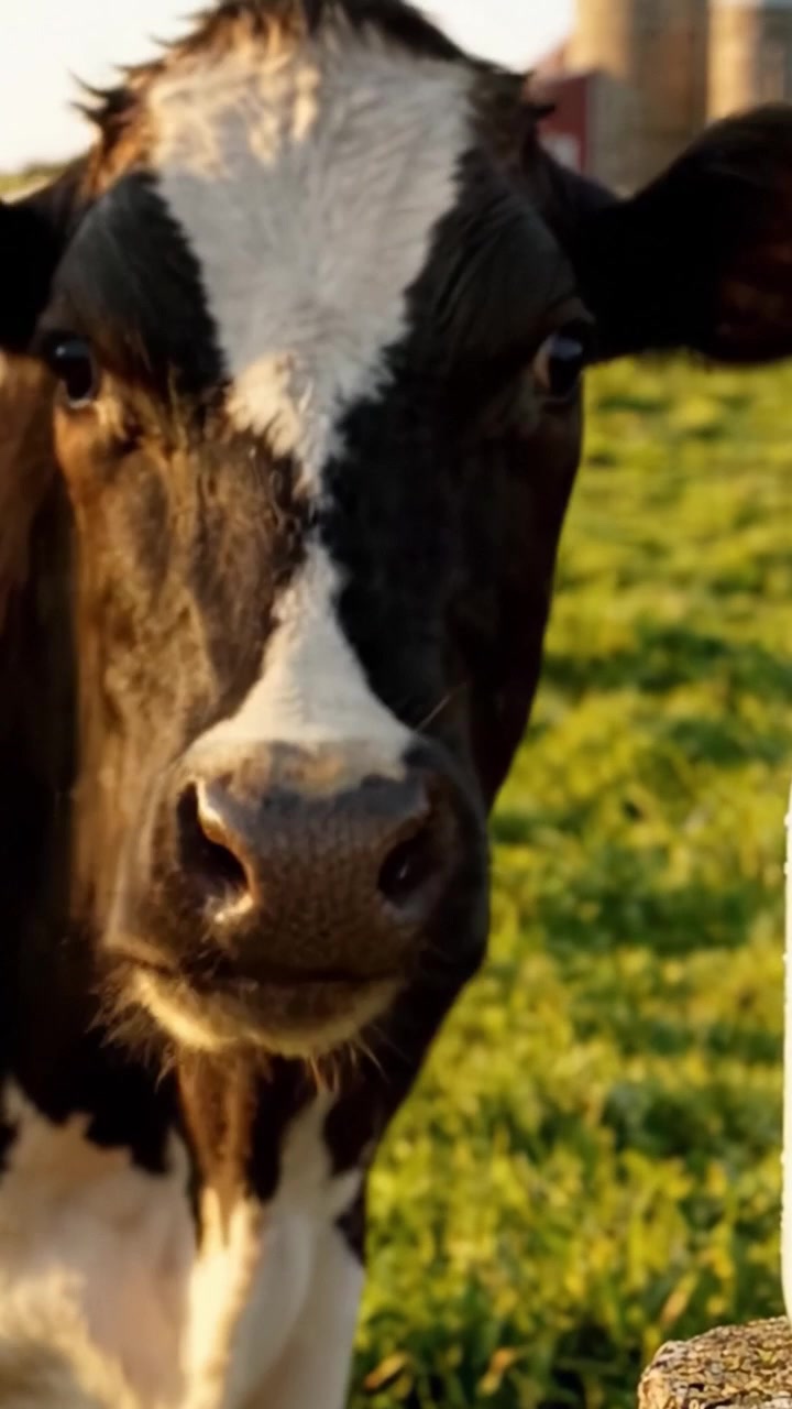 Un Vistazo a una Vaca en una Granja Soleada: Capturando la Belleza de la Vida Lechera en la Hora Dorada
