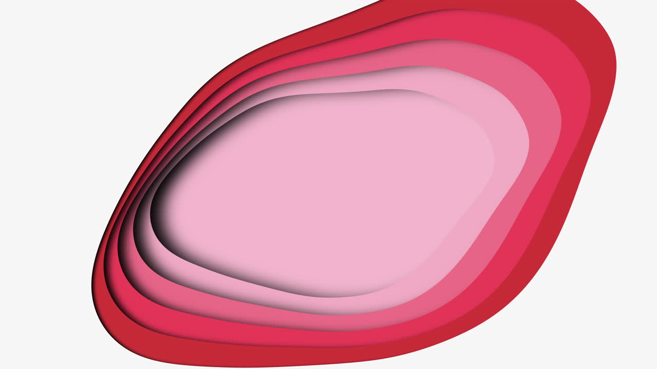 modelo de corazón 3d de varias capas, capa exterior roja y capa interior rosada, sobre un fondo blanco