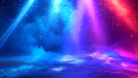 a colorful, starry background with a red and blue light shining on it. the light is creating a sense of depth and movement in the scene