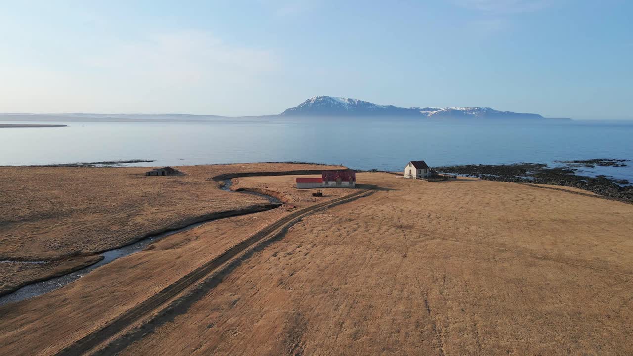 아이슬란드 풍경, 도로 및 해안선의 드론 샷, 4k-9의 드론에서 공중 보기