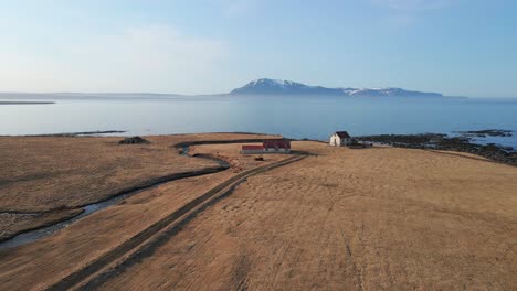 Drone-shot-of-Iceland-landscape,-road-and-coastline,-aerial-view-from-drone-in-4K-9