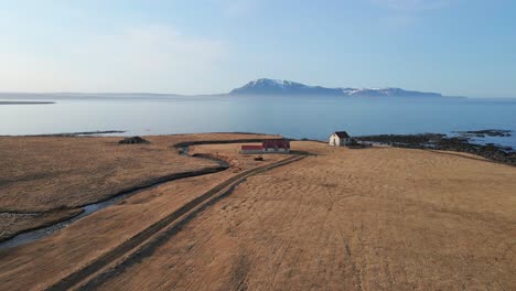 toma de drones del paisaje, la carretera y la costa de islandia, vista aérea desde drones en 4k-9